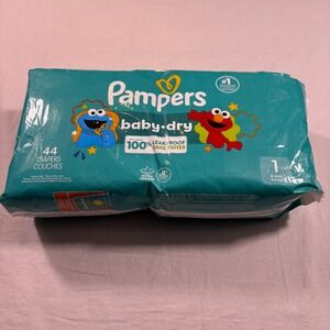 Pampers Baby Dry Size 1 Diapers 44 Count Leakproof Jumbo Pack Sesame Street